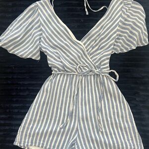 Striped V-Neck Romper